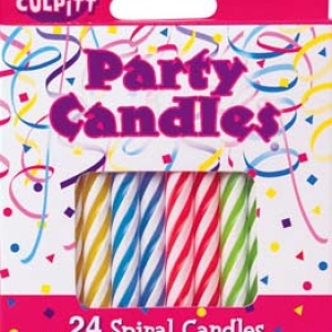 Spiral Assorted Neon Candles 24 PCS 12 CT