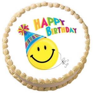 Happy Face Birthday 8.5″ x 6.5″ Edible Image 12 CT