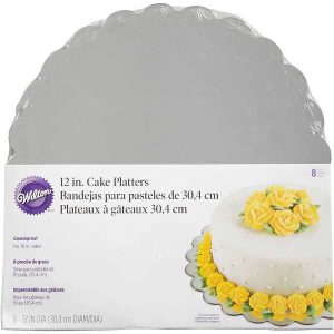 12″ Round Silver Cake Platters 8 CT