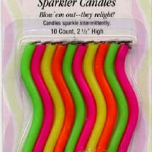 Wavy Sparkler Hot Color Candles 10 CT