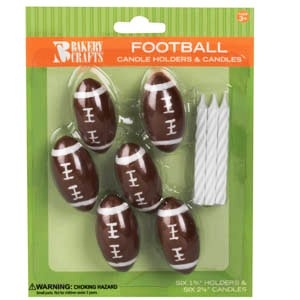 Football Candle Holder w/ candle 6 CT