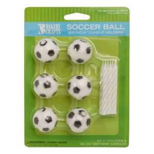 Soccer candle Holders w/candles 6 CT