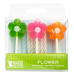 Glitter Flower Candle Holder w/candle