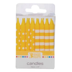 Dots & Stripes Candles Yellow  12 CT