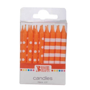 Dots & Stripes Candles Orange 12 CT
