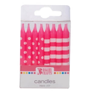 Dots & Stripes Candles Pink 12 CT