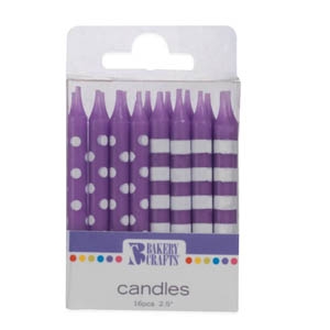Dots & Stripes Candles Purple 12 CT