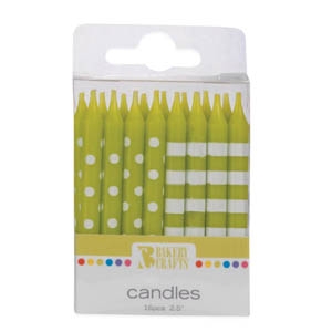 Dots & Stripes Candles Green 12 CT