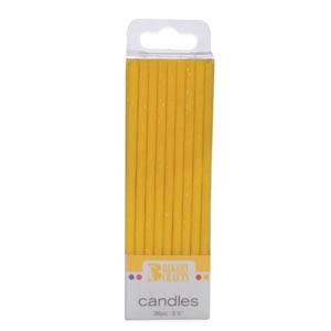 Slim Glitter Candles Yellow 12 CT