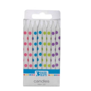 White Polka Dot Assorted Candles 12 CT