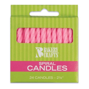 Pink Spiral Candles 2 1/2″ 24 PCS 12 CT