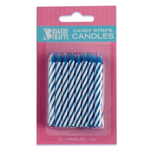 Blue Striped Candles 2.5″ 24 PCS 12 CT