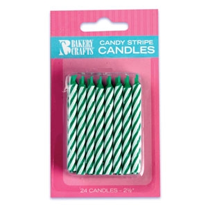 Green Striped Candle 2.5″ 24 PCS 12 CT
