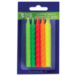 Neon Spiral Candle 3″ 10 PCS 12 CT