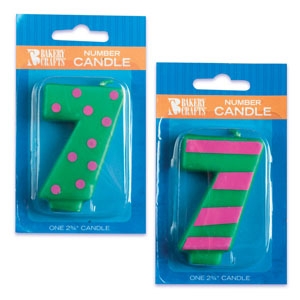 #7 Stripes & Dots Candles 3″ 12 CT