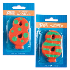 #8 Stripes & Dots Candles 3″ 12 CT