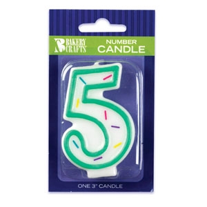 #5 Sprinkle Number Candle 3″ 12 CT