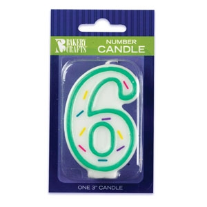 #6 Sprinkle Number Candle 3″ 12 CT