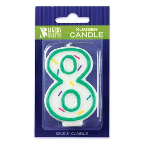 #8 Sprinkle Number Candle 3″ 12 CT