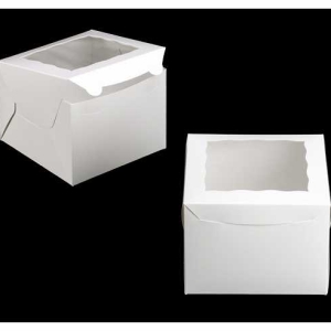 8 x 8 x 6 White Cake Box w/window 100 CT