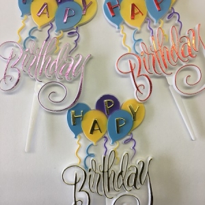 Happy Birthday With Balloons Pick 24 CT