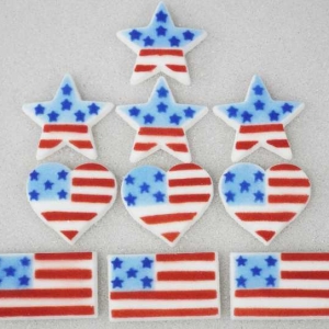 American Flag Assorted Dec-Ons 1 3/8″ – 2″ 74 CT