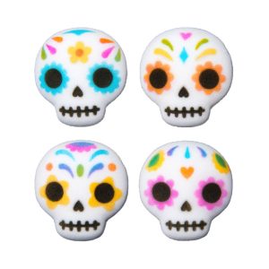 Day of the Dead Skull Assorted Dec-Ons 1 1/4″  80 CT