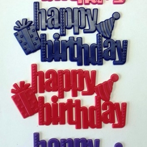 Happy Birthday Plaque 4 colors 4 1/2 ” x 2 1/2″ 48 CT