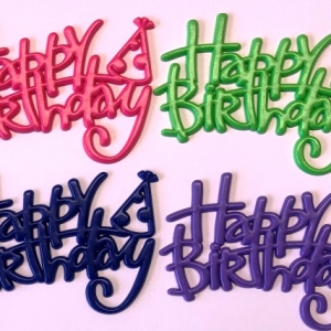 Happy Birthday Plaque 4 colors 4″ x 2 1/2″ 48 CT