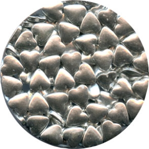 Silver Dragees Hearts 10 mm 3.7 OZ
