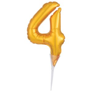 Self Inflatable Gold Numeral 4 DecoPics 5 CT