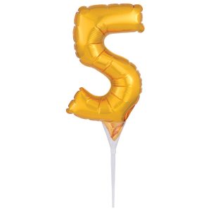 Self Inflatable Gold Numeral 5 DecoPics 5 CT