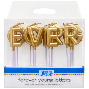 Gold Forever Young Candles 1″ 6 CT