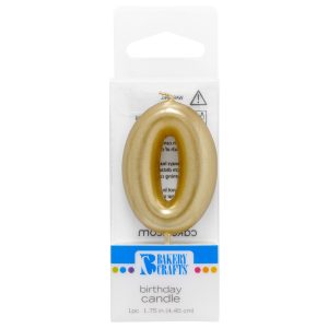 Number 0 Mini Gold Candle 1 3/4″ 6 CT