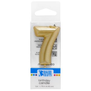 Number 7 Mini Gold Candle 1 3/4″ 6 CT