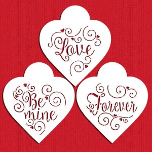 Love, Be Mine, Forever Hearts Cookie Stencil Set