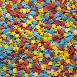 Red, Blue and Yellow Stars Sprinkles  4 OZ