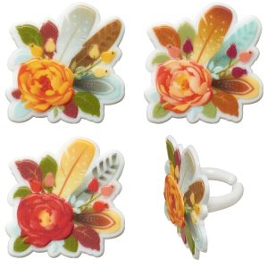 Flowers & Feathers Rings 1 1/2″ 144 CT