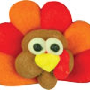 Mini Turkey Head with Feathers Royal Icing 1″ 150 CT