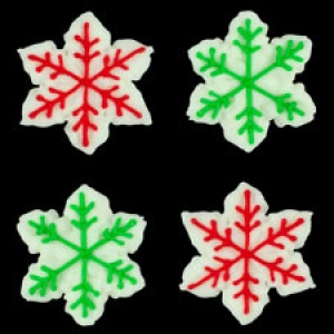 Red & Green Snowflakes Royal Icing 1″ 180 CT