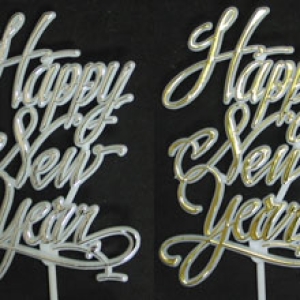 Happy New Year Plaques Gold & Silver 4″ 48 CT