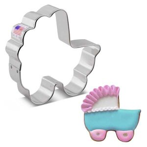 Baby Carriage Cookie Cutter 3 1/2″ x 3 3/8″