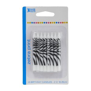 Zebra Stripe Candles 16 CT/ 6 PK