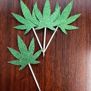Pot Leaf (Marijuana) Cupcake Picks 12 CT