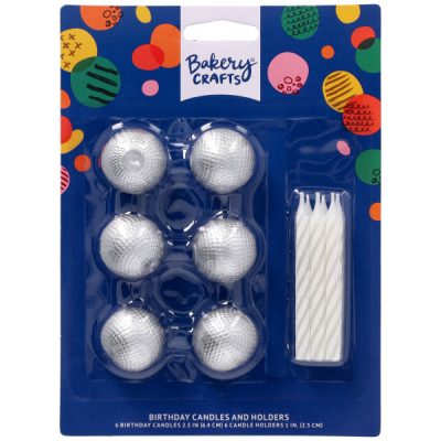 Disco Ball Candle Holders w/candles 6 CT