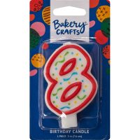 Number 8 Party Red Candle 3" 6 CT