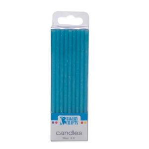 Slim Glitter Candles Blue 12 CT