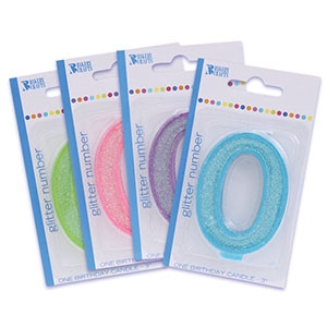 RTL Glitter Number 0 Candles 3″ 6 CT