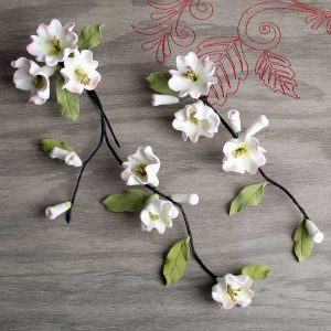 Cherry Blossom Spray Wh w/gr 11″ X 3″, 9″ X 3″ 6 CT