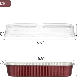 Burgundy Oblong Foil Pan with Lid 6 count